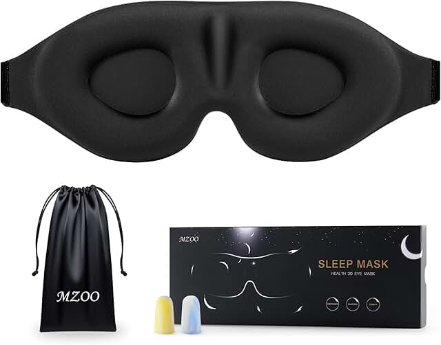 MZOO contoured sleep mask with case and earplugs
